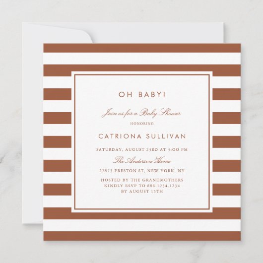 Invitation Baby shower Motif en terre cuite moderne (Devant)