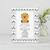 Invitation Baby shower Motif Lion noir et blanc (Debout devant)