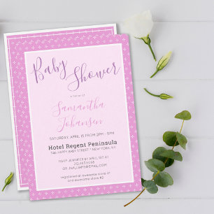 Invitation Baby shower Motif moderne simple rose