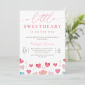 Invitation Baby shower Motif petit coeur doux (Debout devant)