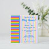Invitation Baby shower, Motif Rainbow Stripes. (Debout devant)