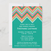 Invitation Baby shower Motif turquoise et Orange Chevron (Devant)