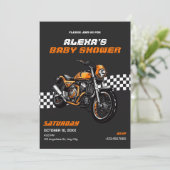 Invitation Baby shower moto classique (Debout devant)