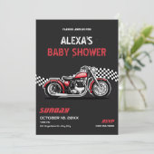 Invitation Baby shower moto classique (Debout devant)