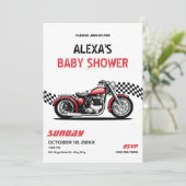 Invitation Baby shower moto classique (Debout devant)