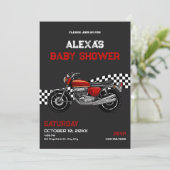 Invitation Baby shower moto classique (Debout devant)
