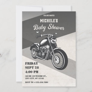 Invitation Baby shower moto rétro vintage