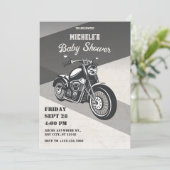 Invitation Baby shower moto rétro vintage (Debout devant)