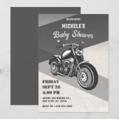Invitation Baby shower moto rétro vintage (Devant / Derrière)