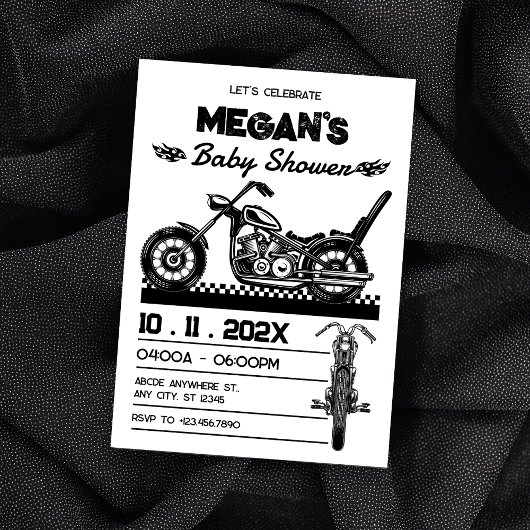 Invitation baby shower moto vintage