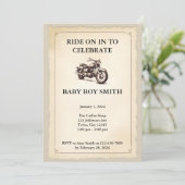 Invitation Baby shower moto vintage (Debout devant)