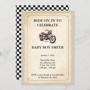 Invitation Baby shower moto vintage