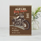 Invitation Baby shower moto vintage classique (Debout devant)
