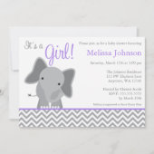 Invitation Baby shower mou Chevron Eléphant (Devant)