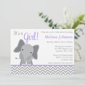 Invitation Baby shower mou Chevron Eléphant (Debout devant)
