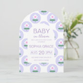 Invitation Baby shower mou violet rose pâle Fleur marguerite (Debout devant)
