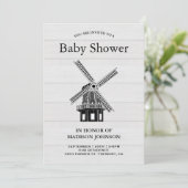 Invitation Baby Shower Moulin Vintage (Debout devant)