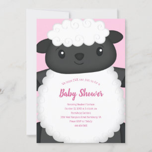 Invitation Baby shower mouton rose