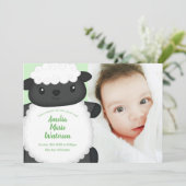 Invitation Baby shower mouton vert (Debout devant)