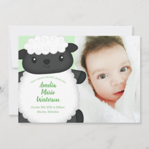 Invitation Baby shower mouton vert
