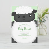 Invitation Baby shower mouton vert (Debout devant)