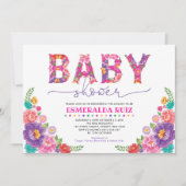 Invitation Baby shower moyen Nacho des fleurs de fiesta vibra (Devant)
