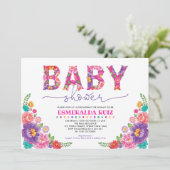 Invitation Baby shower moyen Nacho des fleurs de fiesta vibra (Debout devant)