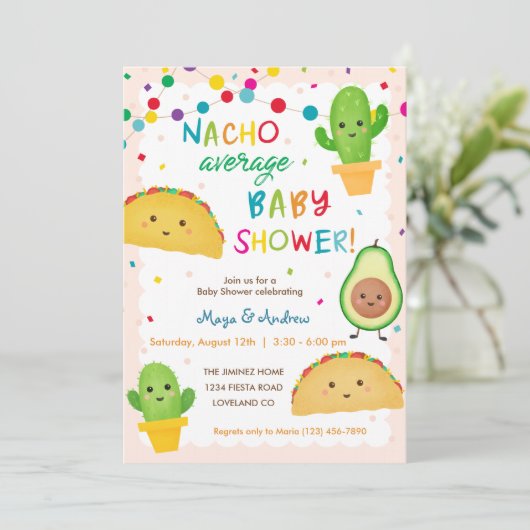 Invitation Baby shower moyenne NACHO (Debout devant)