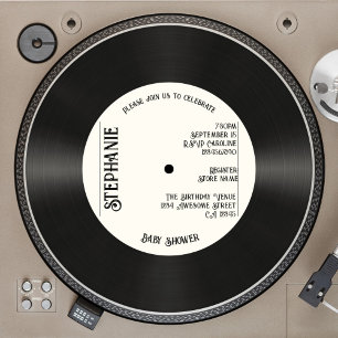 Invitation Baby shower musical Retro Faux Vinyl