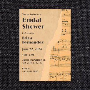 Invitation Baby shower musical vintage