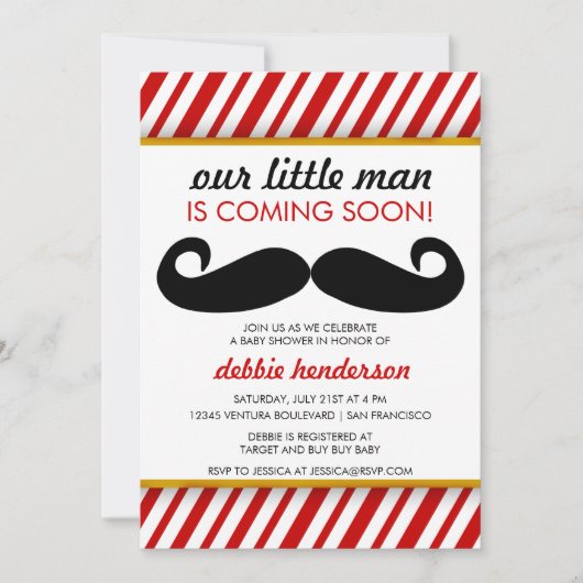 Invitation Baby shower Mustache (Devant)