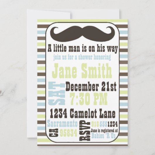 Invitation Baby shower Mustache (Devant)