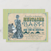 Invitation Baby shower Mustache Bash (Devant / Derrière)