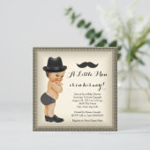 Invitation Baby shower Mustache Little Man (Debout devant)
