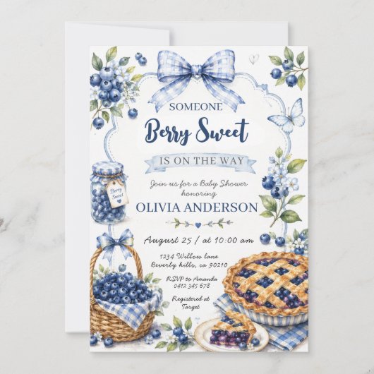 Invitation Baby Shower Myrtille Sucrée (Devant)