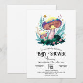 Invitation Baby shower mystique de champignons magiques (Devant / Derrière)