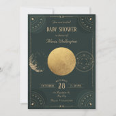 Invitation Baby shower mystique de la Lune céleste verte (Devant)