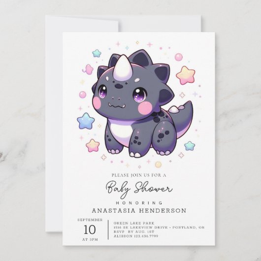 Invitation Baby shower mythique de dinosaure simple (Devant)