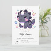 Invitation Baby shower mythique de dinosaure simple (Debout devant)