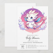 Invitation Baby shower mythique Pastel Dragon (Devant / Derrière)