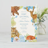Invitation Baby shower nature fleuri safari forêt mère (Debout devant)