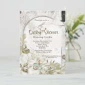Invitation Baby shower naturel botanique (Debout devant)