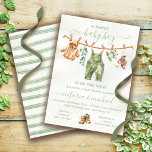 Invitation Baby shower naturel de Boho<br><div class="desc">Invitations à la ligne de toilette Boho Baby shower watecolor. Idéal pour une fille ou un garçon avec une sensation de nature extérieure. Caractéristiques eucalyptus vert et teintes bronzées avec hoody général, flou, grenouille farcie et bottes pour bébé randonnées. Arrière - plan crème légèrement mue. Pour apporter d'autres modifications, accédez...</div>