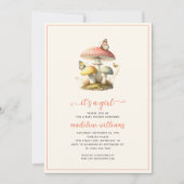 Invitation Baby shower naturel des champignons papillons (Devant)