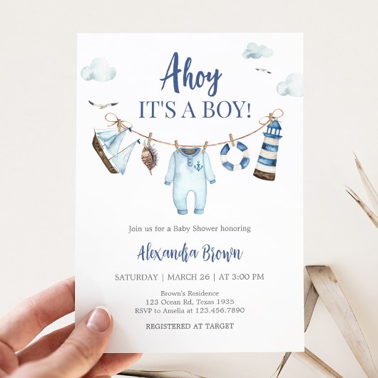 Invitation Baby shower Nautical Ahoy