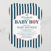 Invitation Baby shower Nautical Ancres Boys (Devant / Derrière)
