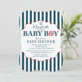 Invitation Baby shower Nautical Ancres Boys (Debout devant)