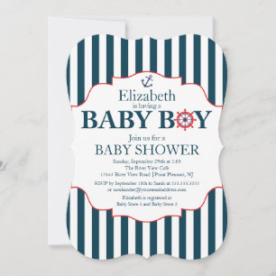 Invitation Baby shower Nautical Ancres Boys