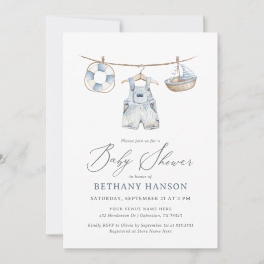 Invitation Baby shower Nautical Boy (Devant)