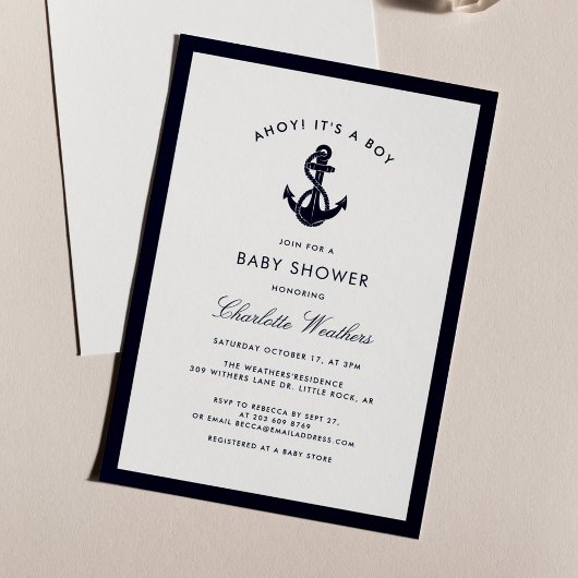 Invitation Baby shower Nautical Boy